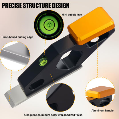 Block Plane with Built-in Level – Durable Hand Planer & Wood Plane – Precision Chisel Plane with Hardened Flat Blade – Compact Woodworking Tool for Edge Trimming, Plug Finishing & Joinery Cleanup