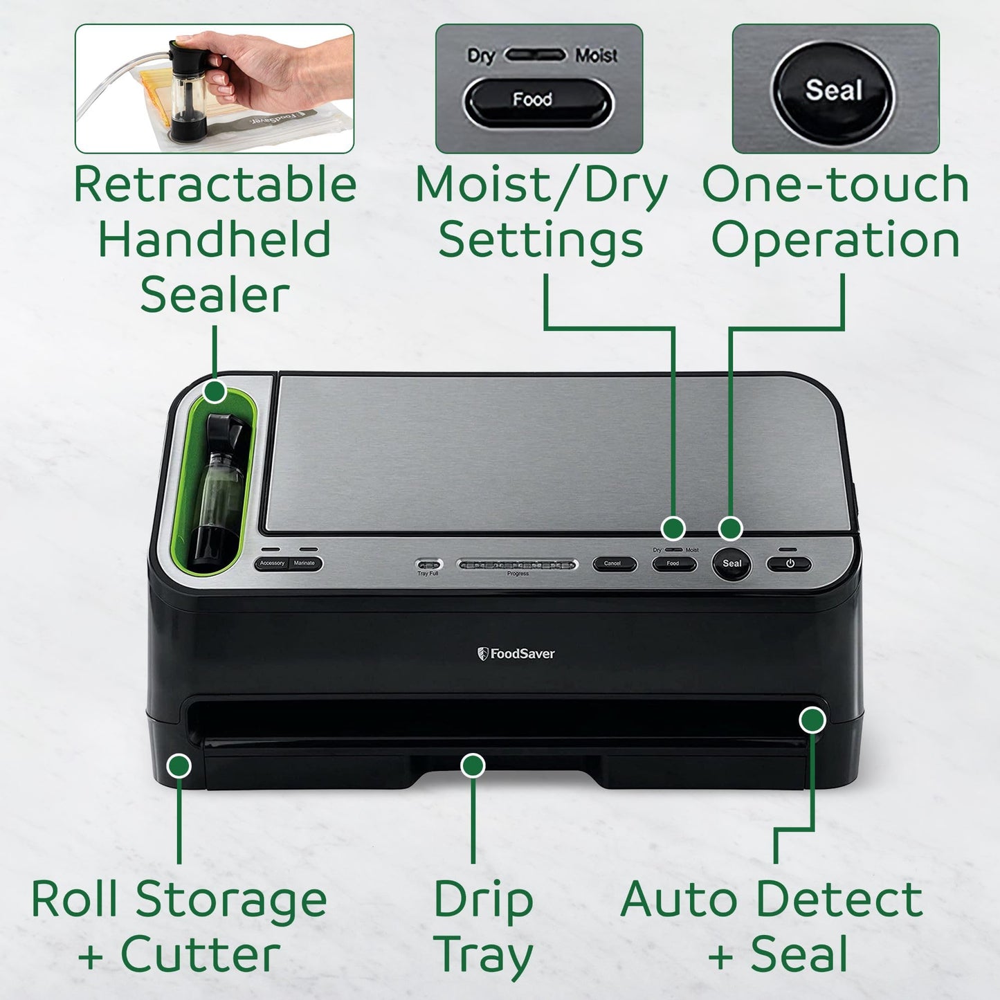 FoodSaver V4400 2-in-1 Vacuum Sealer Machine with Automatic Vacuum Sealer Bag Detection and Starter Kit