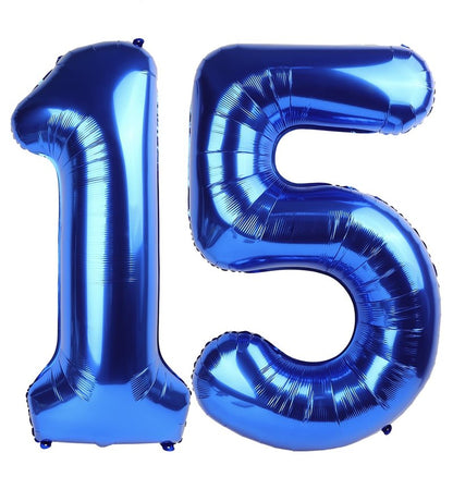 Navy Blue Number 15 Balloon 40 inch, 15 Number Balloons, 15th Navy Blue Birthday Decorations, 15 Year Old Girls Boys Blue Party Supplies