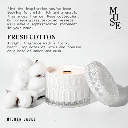 Hidden Label Decorative Jar Candle,Wood Wick Candles, Fresh Cotton + Citrus &Sage Scented Candle