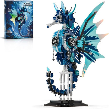 BNG Mechanical Seahorse Building Set for AdultMovable Ocean Animal with Display StandSea Fish Building Block ToyHome Decor Gift for Adults Teens Kids Boys Ages 8+(1003PCS)