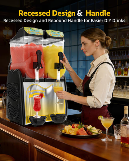 30L Slushie Machine, Double Tank Margarita Machine, 80 Grande Cups Frozen Drink Machine with Auto Clean, 110V/60Hz Frozen Drink Machine for Business, Mobile Bar, Party, Restaurant, 800W Fast Cooling
