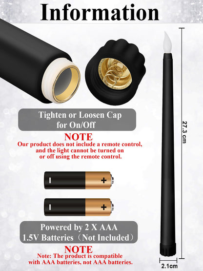 Funtery 48 Pcs Flameless LED Taper Candles Battery Operated Candles Bulk Realistic LED Candlesticks Flickering for Wedding Church Graduation Party Home Decor(Black,Classic Style)