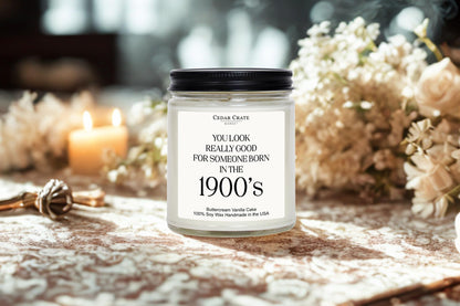 Cedar Crate Market - Funny Birthday Candle - Born in The 1900's, Funny Birthday Gift, Buttercream Vanilla Cake Scented Candle, Soy Wax, Unique Gift for Women, Men, Friends, Coworkers, Milestone
