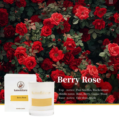 Berry Rose Scented Candle - 7oz Natural Soy Wax, Romantic Floral Aroma for Date Nights & Spa Moments