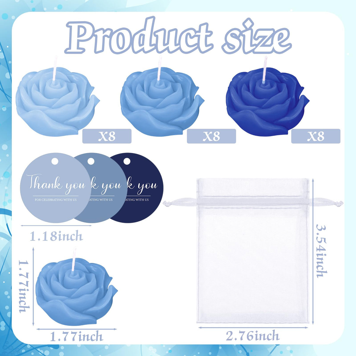 Treela 50 Set Flower Candles Wedding Favor for Guests Mini Blue Rose Shaped Tealight Candles for Return Gift Wedding Birthday Bridal Shower Housewarming Party