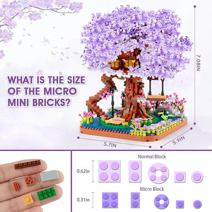 HIGH GODO Cherry Blossom Bonsai Tree Micro Building Set Japanese Sakura Tree House Model Sets Flowers House Mini Bricks Building Kit Creative Toys for Teens Adults 14+ (2200PCS)
