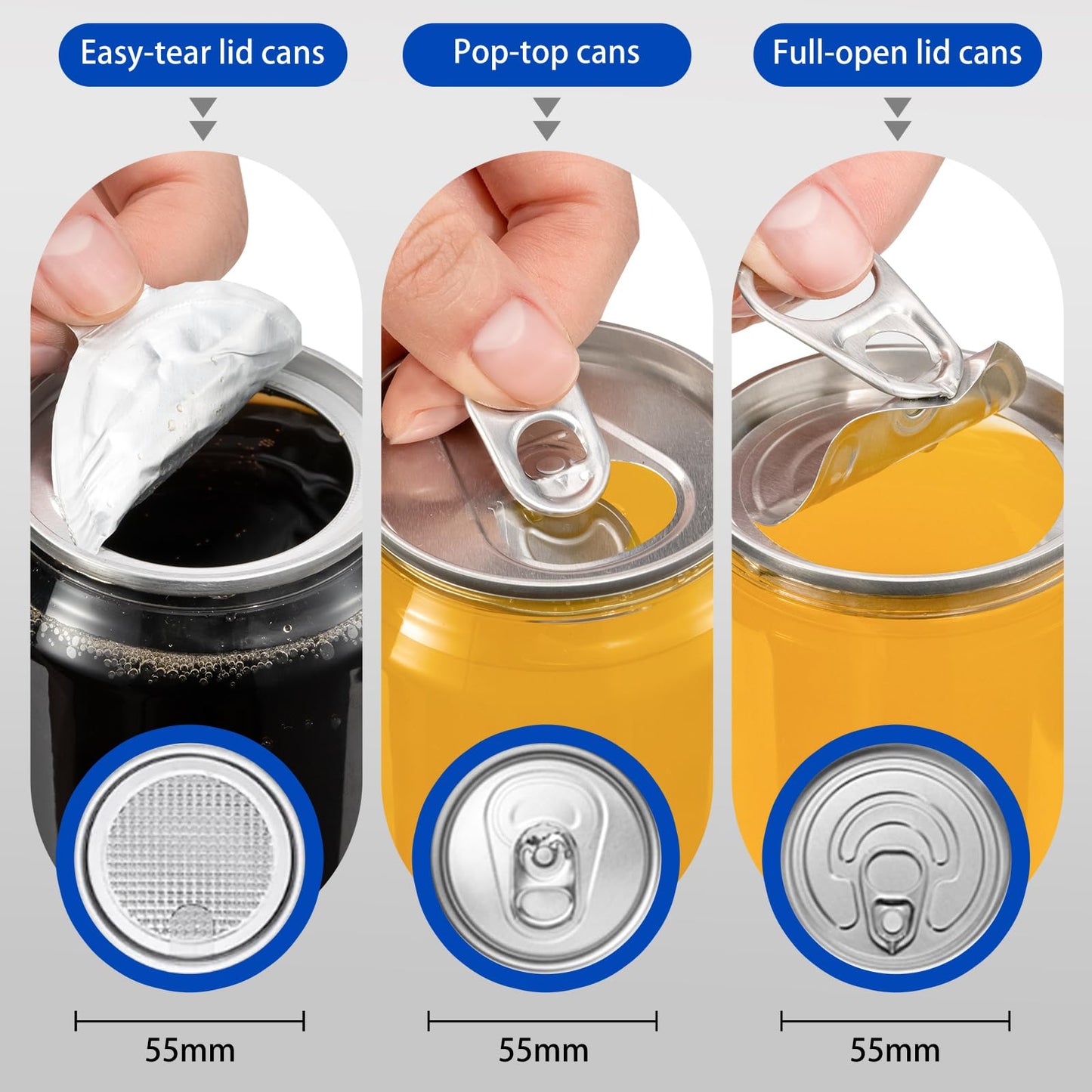 Commercial Can Sealer Machine, Automatic 202# (55mm) Soda Can Sealing Machine with 5 Can Holder Sets for Aluminum & Plastic Cans, Heavy-Duty Beverage Can Sealer for Caffee &bubble tea Shops,Black
