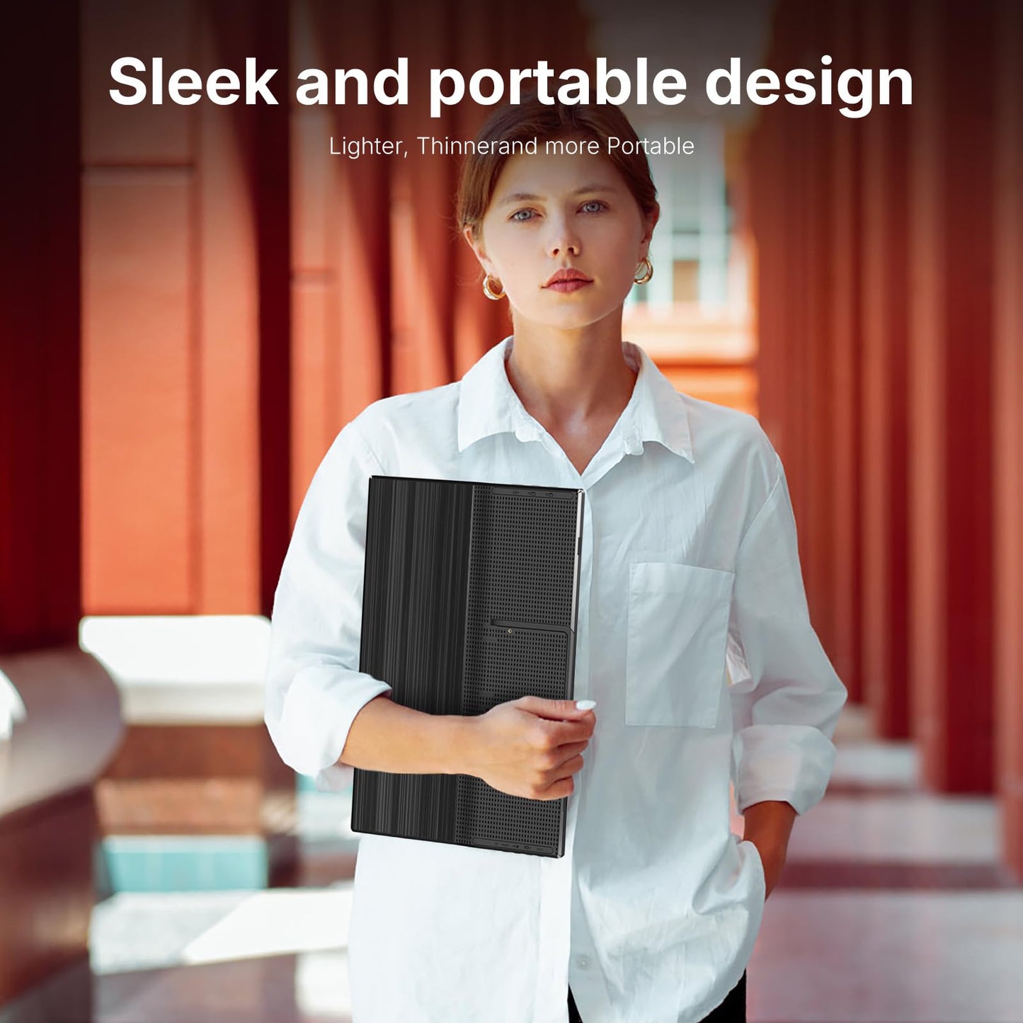 WGK 15.6 inch Portable Monitor 1080P FHD Travel Display HDMI/USB-C Compatible with Laptops, Desktops, Phones, PS, Mac, Xbox, Switch, and Other Gaming Devices Includes Stand and Speakers VESA