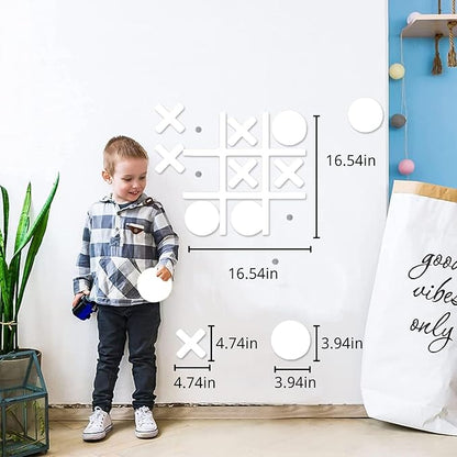 Magnetic Tic Tac Toe Wall-Mount GameGame Room DecorHallway DecorPlayroom DecorModern Wall Decals for Kids RoomClassroom&ampOfficesBest Gift for Family Friends (White)