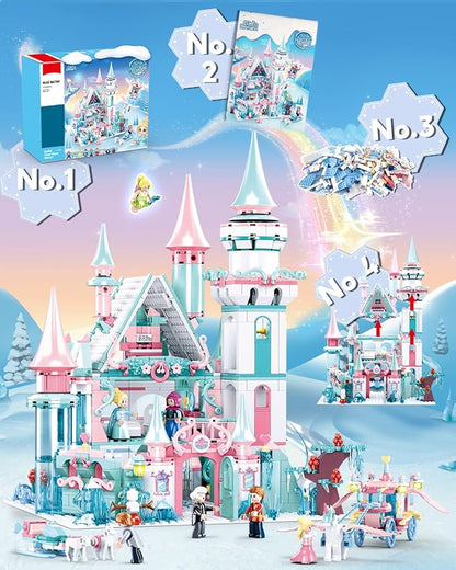 Castle Girl Set Princess Castle Building Set Friend Dream House Blocks with Slide Carriage &amp Sledge 9 Minifigures Gift for Girls Aged 6+ Compatible with Lego Castle Sets 1314 PCS