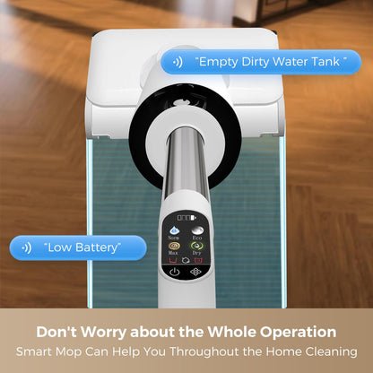 HABIUBIU Wet Dry Vacuum Cleaner, 23KPa Vacuum and Mop Combo, 180° Lay-Flat Design with Edge Cleaning, Self-Cleaning Vacuum Mop for Hard Floors, Up to 35 Min Runtime, LED Display & Voice Prompts