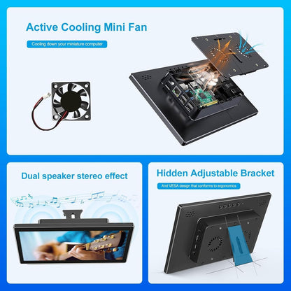 10.1 Inch Touchscreen for Raspberry Pi,5-Point 1280 * 800 IPS touchscreen Portable Monitor with HDMI Interface Dual-Speaker for Raspberry Pi 5/4B/3B+/3B/B+ Jetson Nano Win11/10/8/7(dark black)