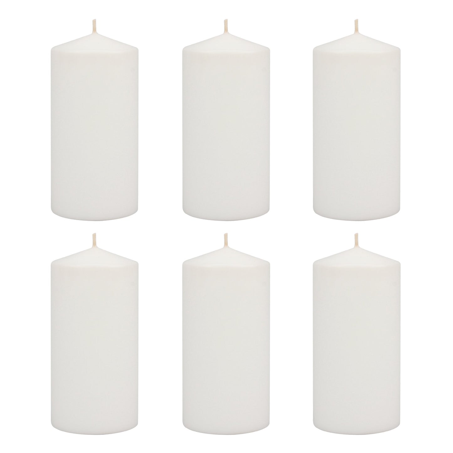 Stonebriar Bulk 96 Pack Unscented Smokeless Long Burning Clear Cup Tea Light Candles with 8 Hour Extended Burn Time, White & Tall 3x6 Inch Unscented Pillar Candles,White, 6 Count
