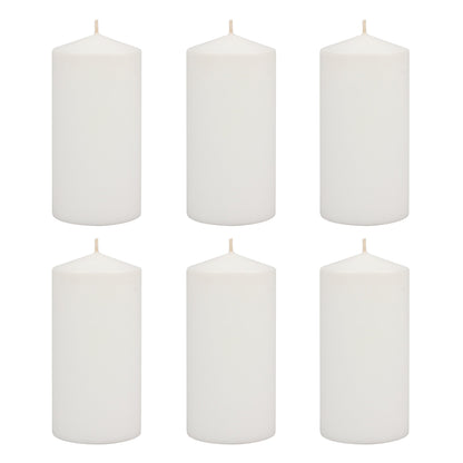Stonebriar Bulk 96 Pack Unscented Smokeless Long Burning Clear Cup Tea Light Candles with 8 Hour Extended Burn Time, White & Tall 3x6 Inch Unscented Pillar Candles,White, 6 Count