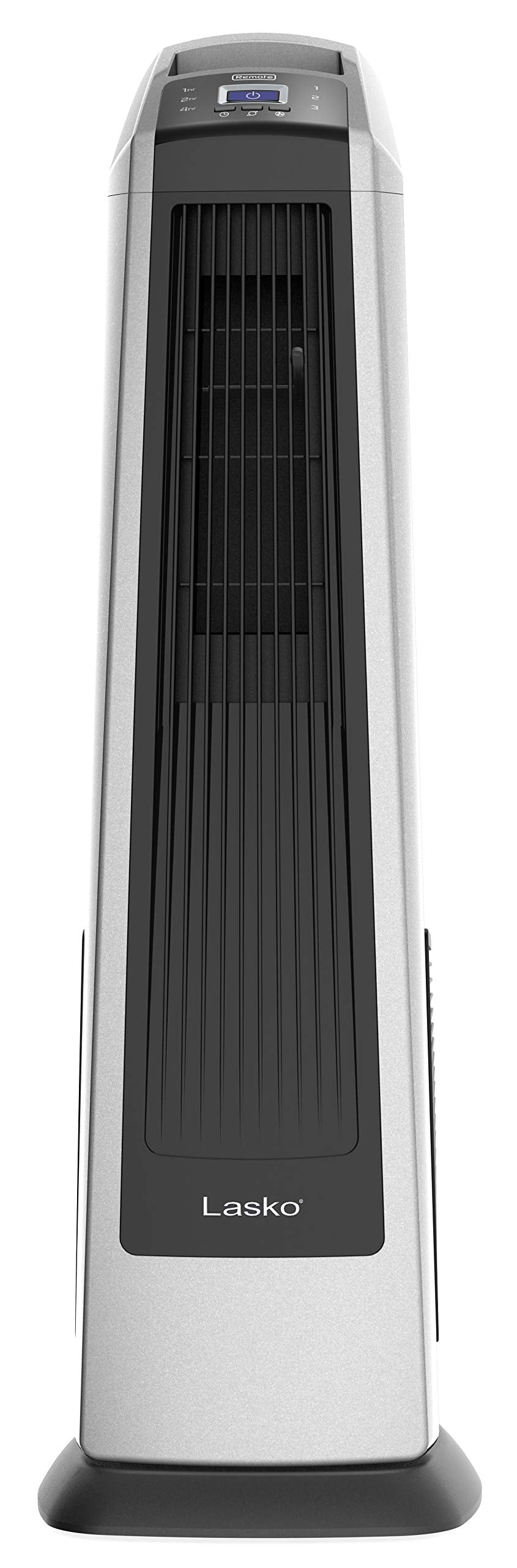 Lasko High Velocity Oscillating Tower Fan, 3 Powerful Speeds, Timer, Adjustable Directional Louvers, Remote Control, For Bedroom, Basement, Garage Use, Black/Silver, 35", U35120