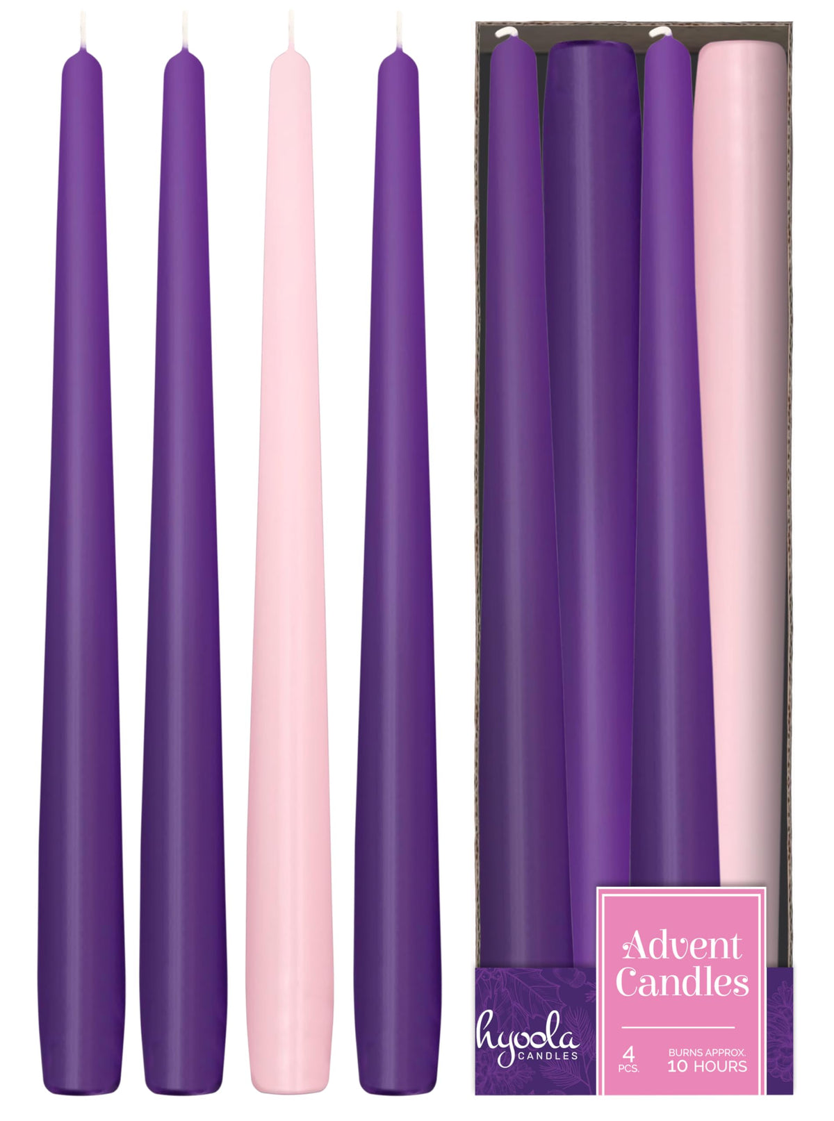 Hyoola Advent Candles Set of 4 - Made in Europe Christmas Advent Candle Set - 12 inch Advent Wreath Candles