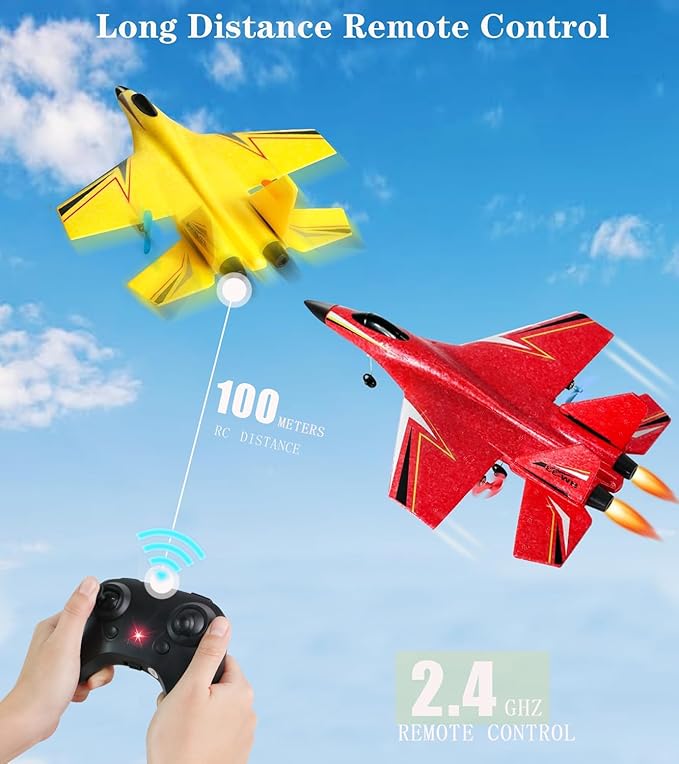RC Planes for Ages 14 Years and upRemote Control Airplanes Toys for Teen2CH Outdoor Foam RC Glider Fighter Jet for Teen and Adults Hobby Red