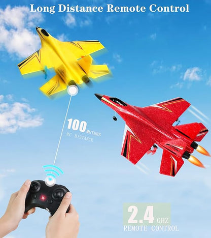 RC Planes for Ages 14 Years and upRemote Control Airplanes Toys for Teen2CH Outdoor Foam RC Glider Fighter Jet for Teen and Adults Hobby Red