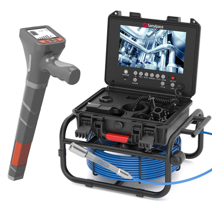 Sanyipace Sewer Camera Self-leveling with Locator, 512Hz Drain Camera with Distance Counter, Waterproof 100FT/30M Pipe Camera with 9" Screen, 1080P, 23mm/0.9in Borescope Inspection Camera for Plumbing