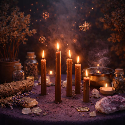 SOUL STICKS Gaia Magic Spell Chime Taper Candles 20 Pack - Ideal for Altar, Rituals, Ceremonies, Meditation Brown Chime Candle for Witchcraft Supplies, Wiccan Supplies, Candles Clearance