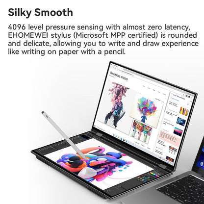 EHOMEWEI X2 Foldable Dual Touchscreen Portable Monitor 16"×2 FHD Touch Screen Extender with Stylus Support for Laptop iPhone Mac