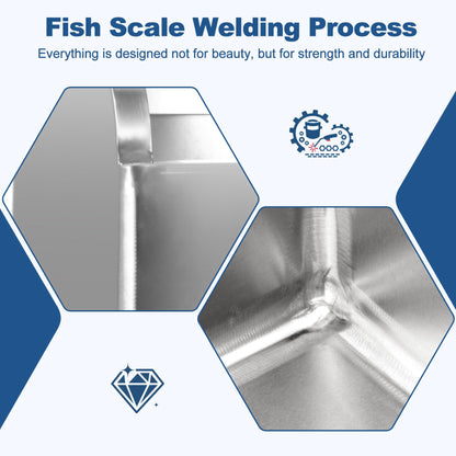 23 4/6in Stainless Steel Floor Mop Sink with Detachable Mop, Suitable for Laundry Rooms, Restaurants, Garages, Balconies, and Other Commercial Settings (23.6"L x 16.1"W x 21.6"H)