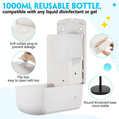 Blulu 2 Pack Automatic Hand Sanitizer Dispenser with Stand and Drip Catcher and Refillable Bottle Stand Sanitizing Station for Restaurants, Schools, Churches