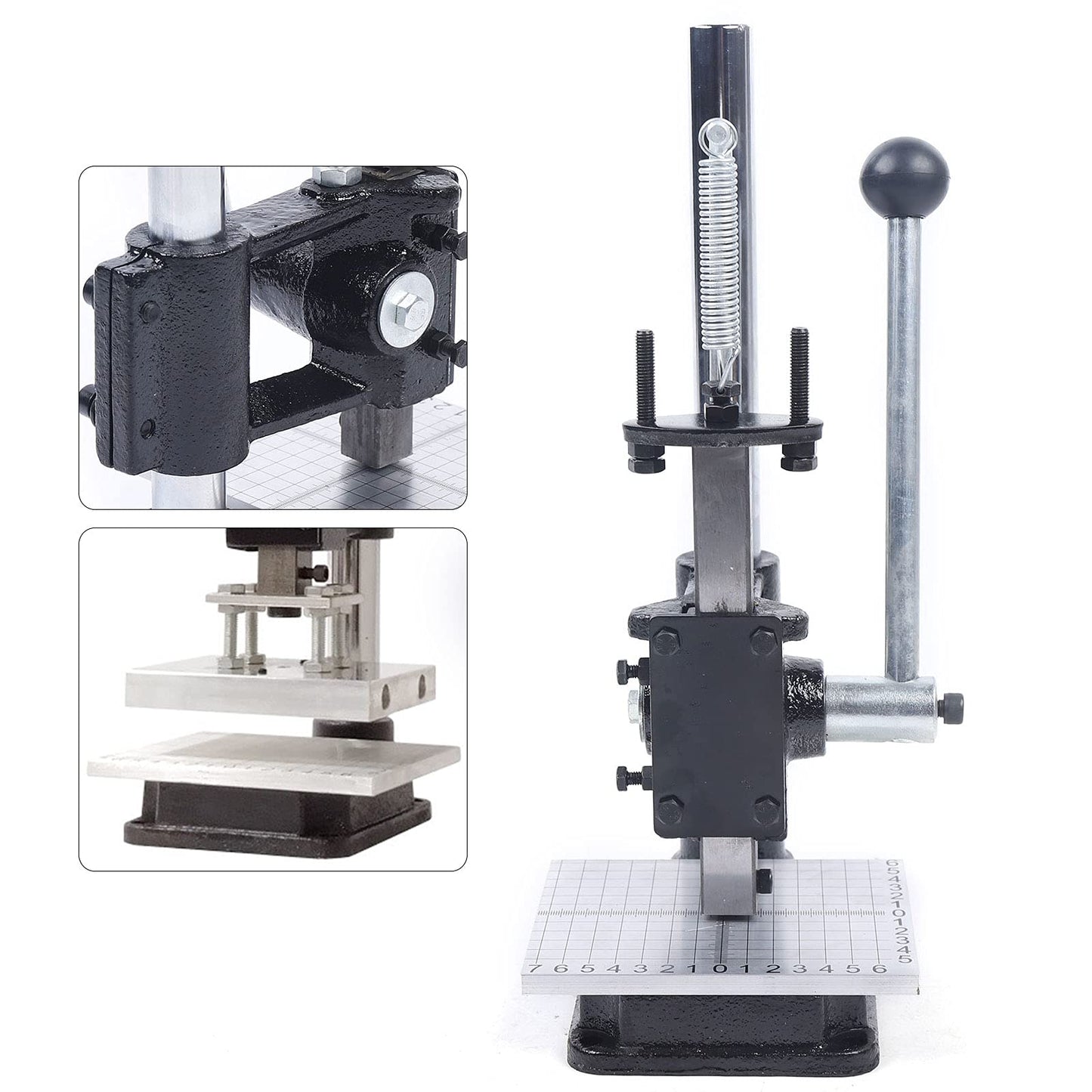 Leather Hole Puncher, DIY Leather Imprinting Machine with PP Plate and Aluminum Plate, Manual Press Puncher Embossing Stamping Tools Pressure Bronzing Kits for Punching, Pronging, Stamping Process