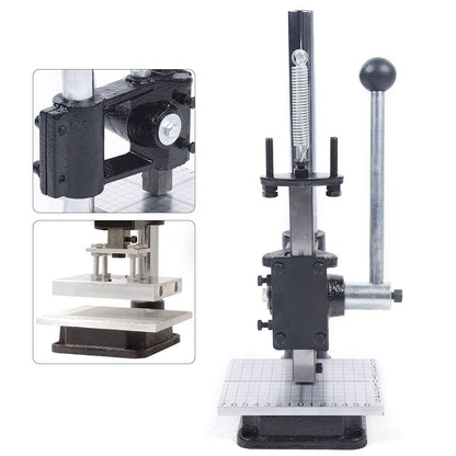 Leather Hole Puncher, DIY Leather Imprinting Machine with PP Plate and Aluminum Plate, Manual Press Puncher Embossing Stamping Tools Pressure Bronzing Kits for Punching, Pronging, Stamping Process