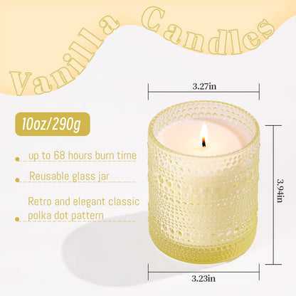 DARJEN Vanilla Candles for Home- 10oz 68H Natural Soy Wax Aromatherapy Jar Candle with Strong Scent, Decorative Aesthetic Candles for Living Room, Gathering, Kitchen, Luxury Gift for Women