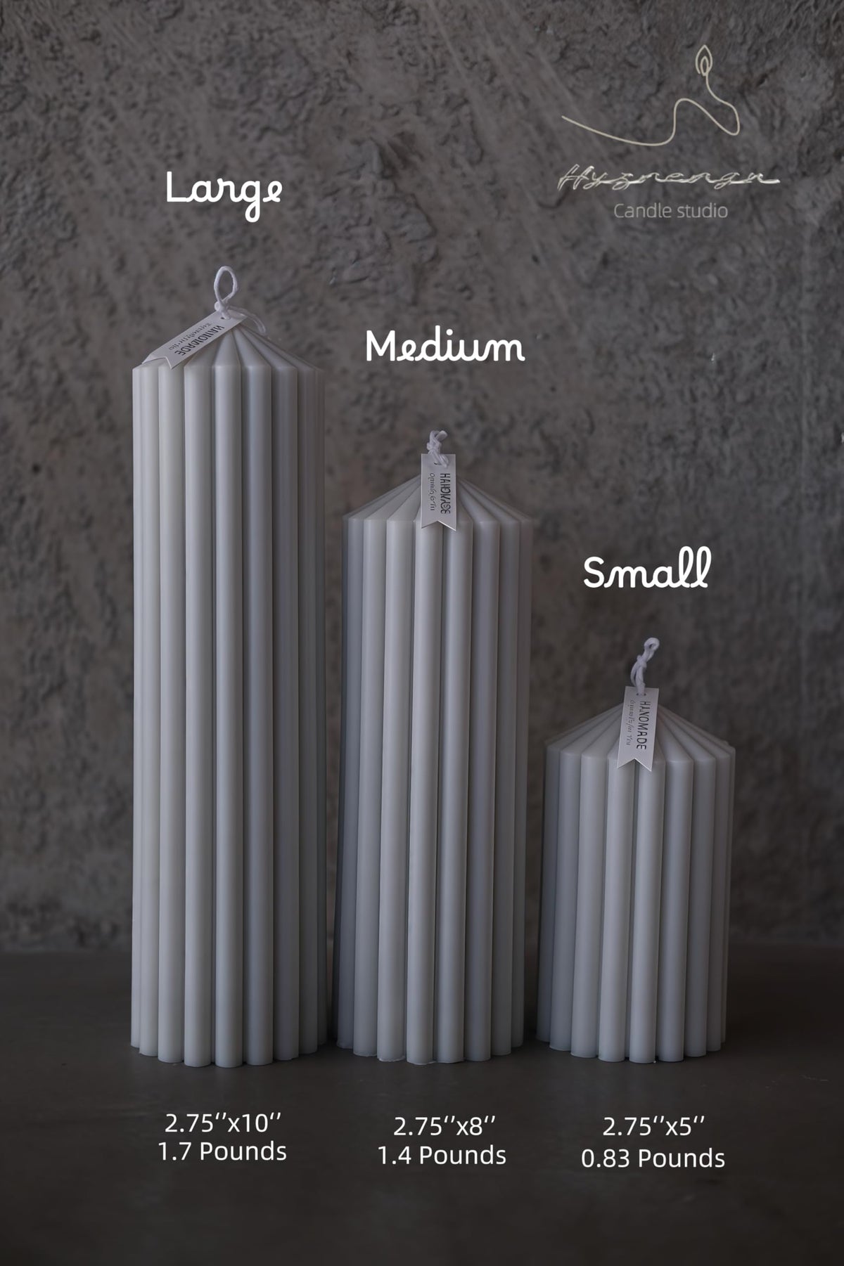 Hyznengu Ribbed Peak Pillar Candle- Large Handmade Scented Soy Wax Candle with Elegant Bubble Aesthetic， Housewarming Gift, Shelf & Coffee Table Centerpiece, Gray (Large)