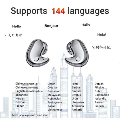 Language Translation Earbuds - Translation Earbuds, 144 Languages & Accents Two Way Translator Pods Real Time for Traveling Business, Enhance Your Global Communication Experience