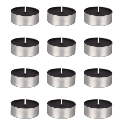 Mega Candles 12 pcs Unscented Oversize Black Tea Lights Candles, Pressed Wax Candle 12 Hour Burn Time, Home Décor, Wedding Receptions, Occasions, Events, Meditations, Tranquility, Spa