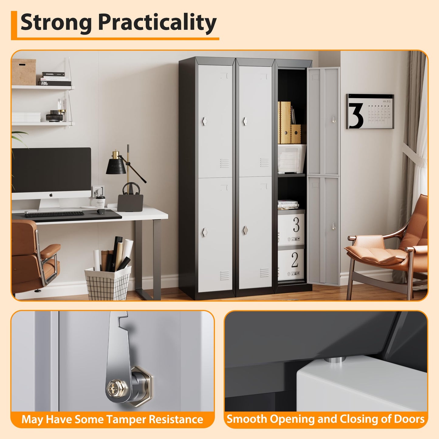 Metal Storage, Locker with 2 Doors and 2 Shelves, Storage Cabinet for Gym, School and Office, Gray.