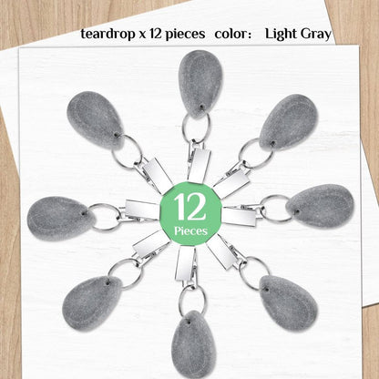 Geiserailie 12 Pcs Light Gray Tablecloth Weights Tablecloth Pendant Teardrop Shape Table Cover Weights with Metal Clips for Outdoor Picnic Garden Dinner Table Cover Decoration