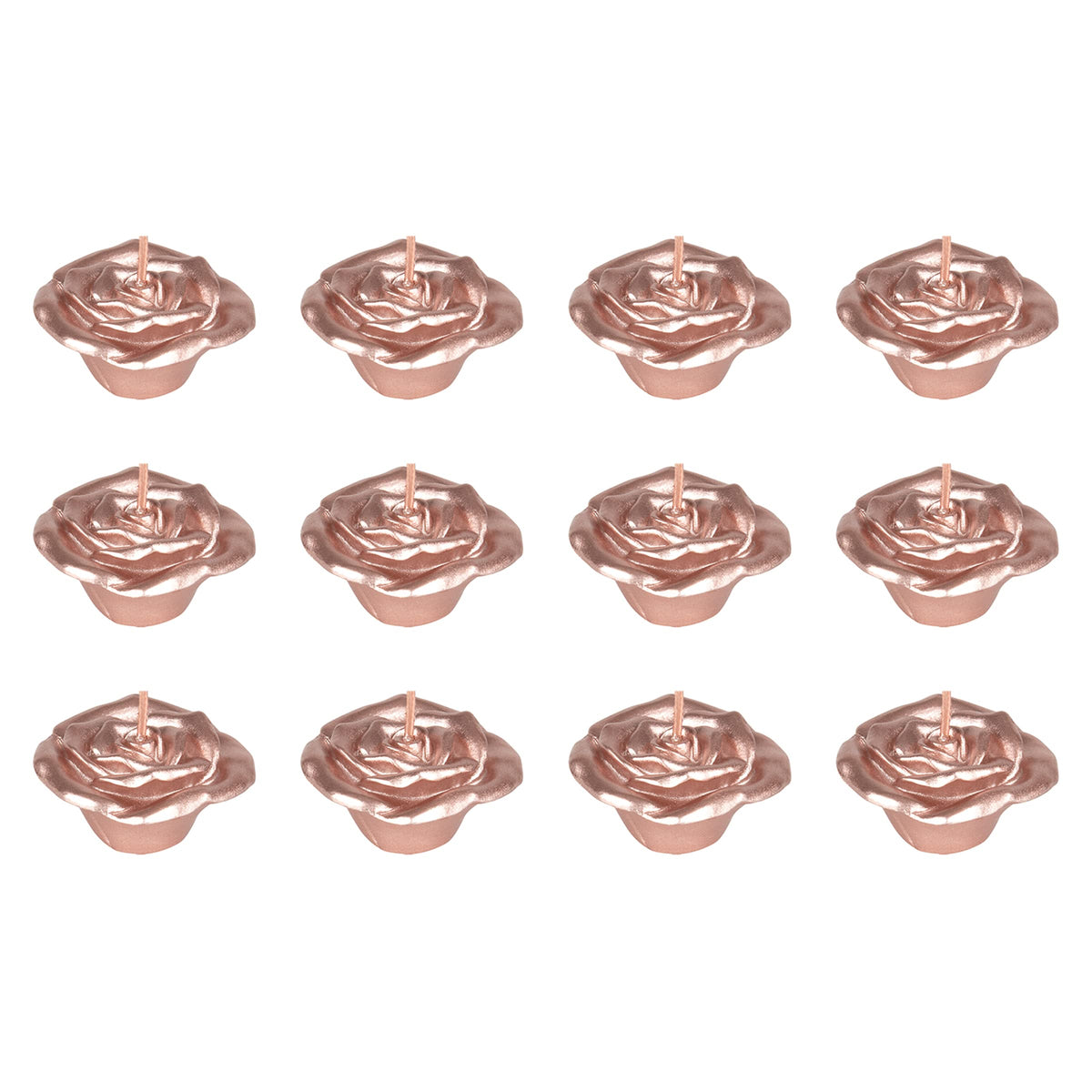 Mega Candles 12 pcs Unscented Rose Petals Flower Rose Gold Floating Candles, Hand Poured Wax Candle 2 Inch Diameter, Home Décor, Wedding Centerpieces, Holidays, Occasions, Events, Festivities