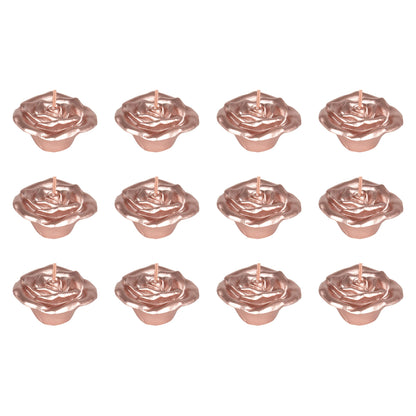 Mega Candles 12 pcs Unscented Rose Petals Flower Rose Gold Floating Candles, Hand Poured Wax Candle 2 Inch Diameter, Home Décor, Wedding Centerpieces, Holidays, Occasions, Events, Festivities