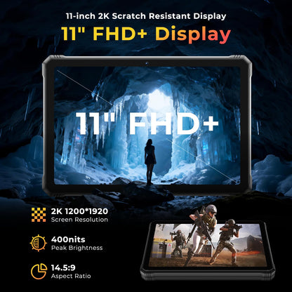HOTWAV R9 Plus Rugged Tablet 11 inch Android 14 Tablets, 20080mAh Waterproof Tablet, 2K 24GB+512GB/2TB TF Work Tablets, 64MP+16MP Octa-Core IP68&IP69K/4G Dual SIM/5G WiFi/Face ID/GPS/OTG
