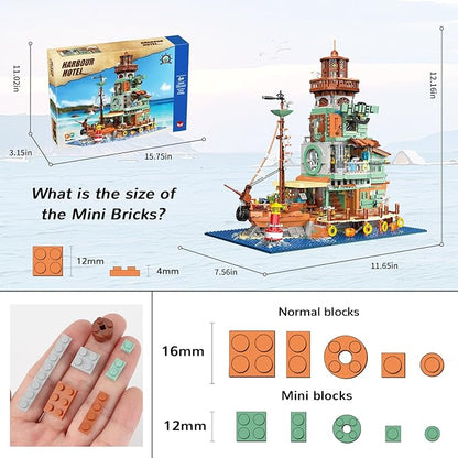 Harbour Hotel Mini Bricks Building Kit Ideas Creative Architecture Building Toys Birthday Gift for Adult Boys Girls -2142 Pieces