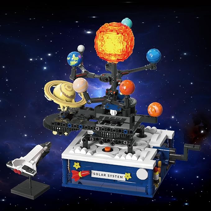 Solar System Building Sets with Light - Rotatable Space Exploration Building Toys with 9 Planets &amp Rocket Sets Science Astronomy Educational Gifts for Boys Girls Age 8+ Years Old Kids(775 PCS)
