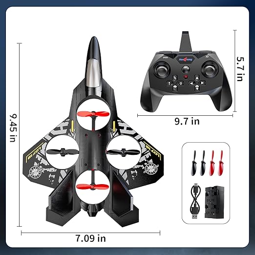 Foam Remote Control Airplane for Kids 8-12 2.4 GHz RC Plane with Colorful Lights 360° Flips and Stunt Roll RC Airplane Toy for Boys and Girls Ages 8-16 Gift for Kids and Adults (Gray)