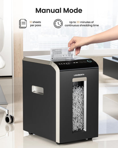Locksworth-200-sheet Micro-Cut Paper Shredder, P-5 High Security Shredders for Home Office Heavy Duty, Document Shredder, Home Office Heavy Duty Shredder, 8.5 Gallon Capacity