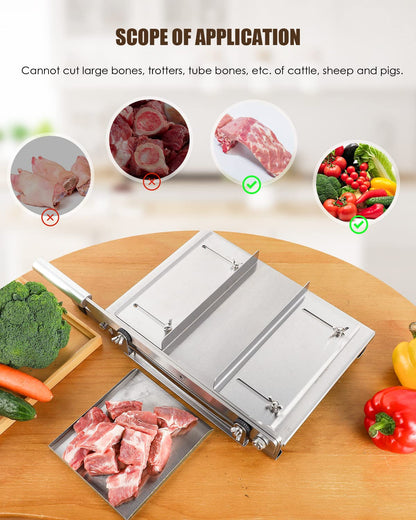 CGOLDENWALL 2 BLADES Manual Ribs Meat Chopper Slicer Stainless Steel Hard Bone Cutter Beef Mutton Household Vegetable Food Slicer Slicing Machine for Whole Chicken Rib Spine