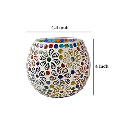 Wedding Parties Lighting Mosaic Glass Votive Halloween Candle Holder Tea Light Candle Holder (4X4.5 Inch)