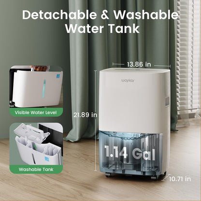 Waykar 120 Pints Energy Star Dehumidifier for Spaces up to 6,000 Sq. Ft at Home, in Basements and Large Rooms with Drain Hose and 1.14 Gallons Water Tank