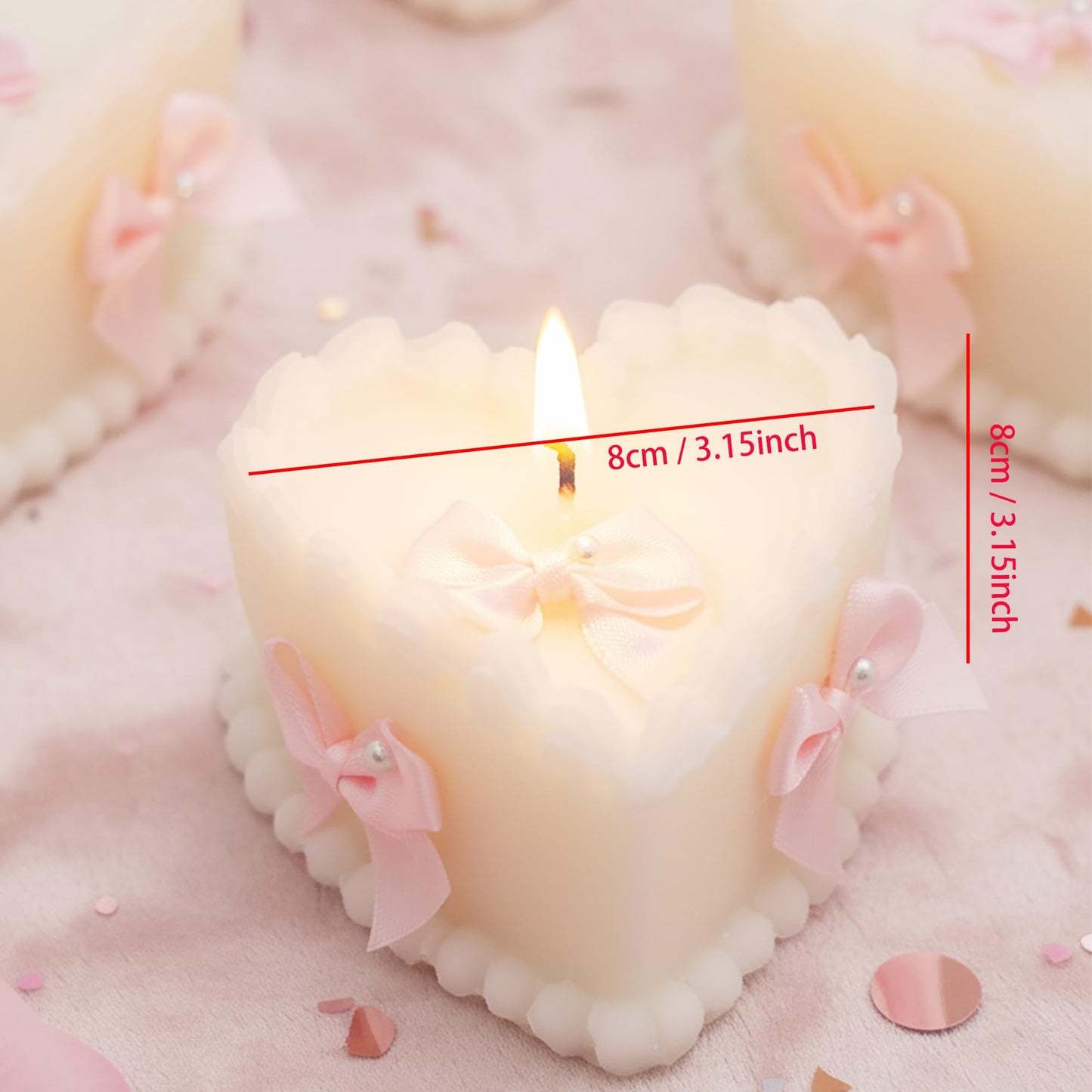 SRCVYLT 2 Pcs Bow Heart Scented Candle Set Rose Fragrance Soy Wax Scented Candle with Fixed Bow Decor for Valentine's Day Party Bedroom Room Table