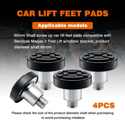 atsuch 60mm 4pcs Shaft Screw Up Car Lift Feet Pads Compatible with Bendpak Maxjax 2 Post Lift w/Rubber Bracket, 4-9 cm Heightened Car Lifts Bridge Jack Car Heightening Feet Tray (60mm 4pcs)