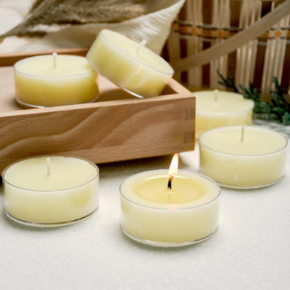Vanilla Scented Tealight Candles 6Pcs, Natural Soy Tea Lights Candle - 8 Hour Long Burning with Essential Oil for Home Decor, Dinner, Weddings, Party