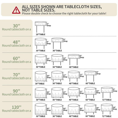 BYDOLL Table Cloth Round 48 Inch Tablecloth Fits Max38 Inch Diameter Top,White Washable Outdoor Winkle and Stain Resistant Spillproof Polyester Tablecloths for Round Tables Party Cover